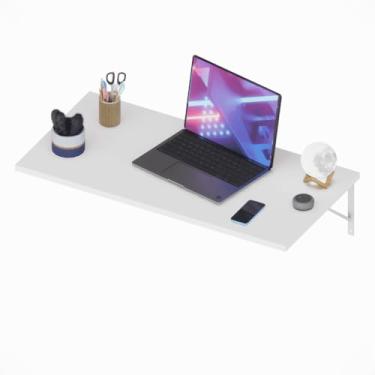 Imagem de Mesa Escrivaninha MDF 90 cm Branco Suspensa Moderna Home Office Quarto Estudo Computador Notebook