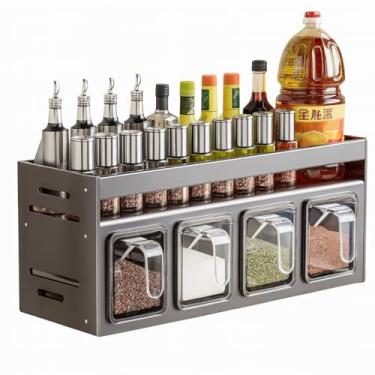Imagem de Prateleira de Temperos Inox para Parede 35cm Organizador de Cozinha Rack Multiuso Armazenamento de grande capacidade, suporte de tempero para cozinha, prateleiras MULTIUSO