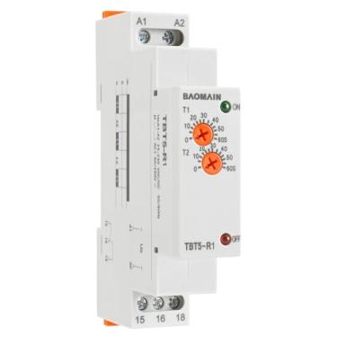 Imagem de Baomain Relé de tempo ciclador assimétrico, 5 A, 24 V-240 VAC/CC, 1 SPDT, relé de tempo de ciclo repetido, atraso na ignição para equipamentos industriais, controlo de iluminação, controlo de