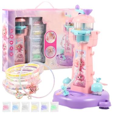 Imagem de Kit para fazer pulseiras de geleia com glitter, conjunto de máquina de miçangas, aparência única, kit prático e prático para fazer pulseiras, kit fácil de usar com tubo transparente para bricolage