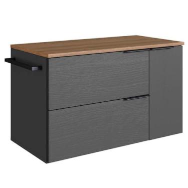 Imagem de Gabinete Para Banheiro 02 Portas 01 Gaveta 80cm Mel Grafite Proddy