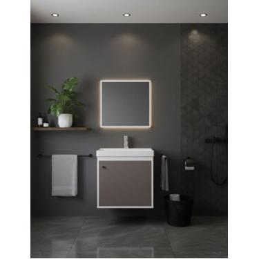 Imagem de Gabinete Armário para Banheiro 40cm MDF com Cuba - Veneto (Cinza)