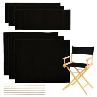 Imagem de NBEADS 3 conjuntos de capas de cadeira de diretor de substituição, kits de capas de cadeira de diretor de lona preta com palitos de madeira para cadeiras de filmagem de maquiagem, 51 x 40 cm