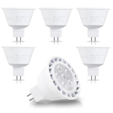 Imagem de TORCHSTAR Lâmpada LED MR16 regulável, alumínio, 12 V 7 W, base de dois pinos GU5.3 MR16 refletor de LED, listado na UL, lâmpadas spot para iluminação de pista embutida, branco quente 3000K, pacote com