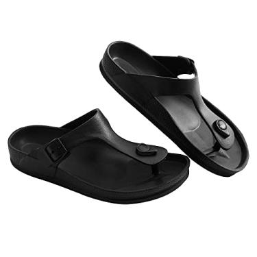 Imagem de Luffy Momo Sandália de dedo ajustável com fivela dupla de EVA e palmilha confortável para mulheres, Black-c, 7