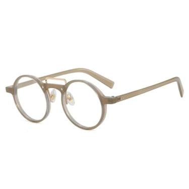 Imagem de Óculos de sol redondos pequenos da moda, femininos, com lentes degradê, UV400, retrô, rebites, punk, masculino, armação transparente (jelly tea clear)