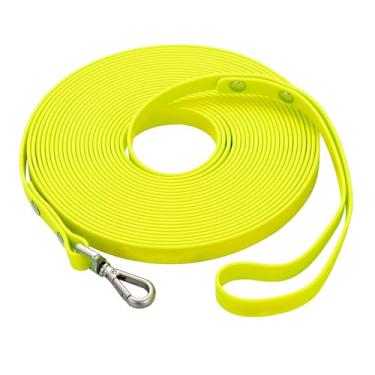 Imagem de Coleira longa impermeável para treinamento de cães de 1,8 m ao ar livre de PVC, ótima para treinamento de cães grandes, médios e pequenos, para praia, quintal, brincadeiras, acampamentos (amarela