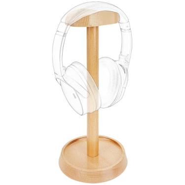 Imagem de GEEKRIA Suporte de madeira para fones de ouvido intra-auriculares, suporte de fone de ouvido para jogos, suporte para exibição de mesa com base de armazenamento compatível com Sennheiser, Bose, Beats