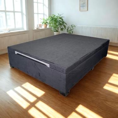 Imagem de Cama Box Baú Casal Suede Luxo - Suíte Imperial - Acabamento Reforçado, Amplo Espaço (188x138x44cm, Suede Preto)