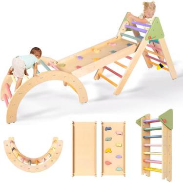 Imagem de Conjunto triangular de brinquedos de escalada aiwo Pikler 7 em 1 para 
