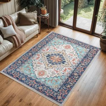 Imagem de Lofus Tapetes de área de 7 x 12 cm para sala de estar, tapete lavável na máquina, tapetes pequenos macios para quarto, cozinha, escritório e interior, tapete boho vintage, tapetes antiderrapantes de