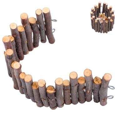 Imagem de Ponte de madeira flexível para hamster, cerca de madeira natural de 29 cm, plataforma de decoração de gaiola de madeira de maçã, acessórios para hamster