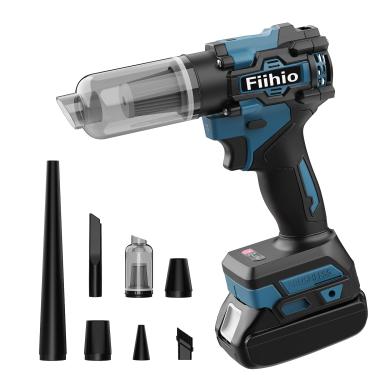 Imagem de Fiihio Soprador de folhas sem fio compatível com bateria Makita de 18 V, soprador de ar de alta velocidade de 100.000 RPM, aspirador de pó portátil de sucção de 18.000 Pa para carro, casa, escritório