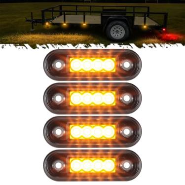 Imagem de Partsam 4 peças de luzes de LED âmbar de 8,6 cm, luzes marcadoras de reboque de montagem em superfície para caminhão, trailer, trailer, caminhonete, motorhome, trator, caminhonete, IP67, à prova