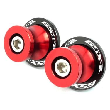 Imagem de BYYINGSUS Acessórios de motocicleta Swingarm 1 par de parafusos compatíveis com GSXR 125/150/600/750/1000 GSX-R Spools Sliders Parafusos de suporte C-N-C M8 (vermelho)