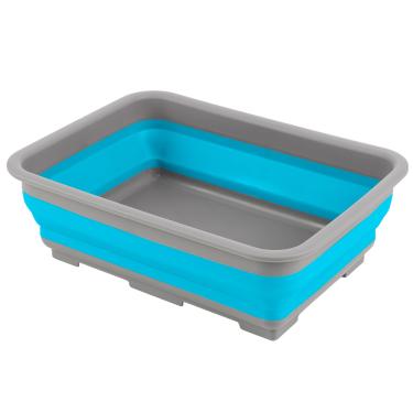 Imagem de Balde dobrável – Lixeira multiuso de 7,27 litros para acampamento, viagens na praia, festas e materiais de limpeza da Wakeman (azul)