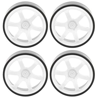 Imagem de Domary 4pcs RC 6 Falou Jantes De Plástico, Pneus De Borracha para 1/10 RC Drift Car, OnRoad Drifting (com) para 1/10 Controle Remoto De Alta Velocidade do Carro (Branco)