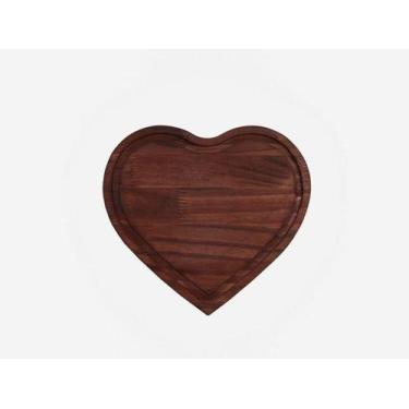 Imagem de Tábua de Frios Coração em Madeira Rústica 27x25cm - Debiasi