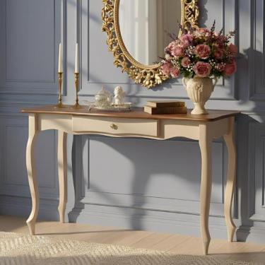 Imagem de Aparador para Sala com Pés Luiz XV e 1 Gaveta - Amêndoa com tampo Imbu