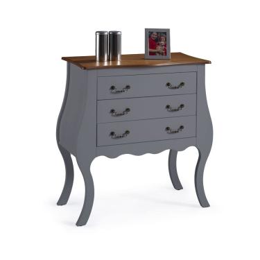 Imagem de Cômoda Bombê com 3 Gavetas 1023 Linz Móveis - Cinza/Imbuia Glazer