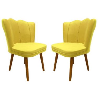 Imagem de Kit 2 Cadeiras Pétala Decorativa Tecido Veludo Pés Palito - Bela Móvei