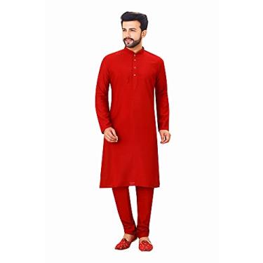 Imagem de Tathastu Pijama kurta masculino de seda conjunto KP4013A-42-marrom