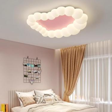 Imagem de Luminária de teto LED regulável com controle remoto, design moderno de nuvens, quarto de meninos e meninas, luminária pendente para quarto de bebê, jardim de infância, iluminação criativa de