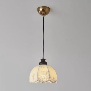 Imagem de Luminária pendente de flores, ilha de cozinha, pequena, de meados do século, luminária suspensa com 3 luzes, tecido, lustre vintage de madeira para sala de jantar, ilha de cozinha, quarto, c