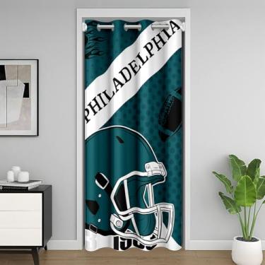 Imagem de Feelyou Cortina de porta de futebol para privacidade de entrada Filadélfia, capa de armário para quarto, sala de estar, futebol, cidade, divisória de quarto, cortina divisória de 86 cm x 203 cm