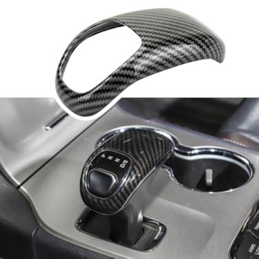 Imagem de FSYHKJ Capa de alavanca de câmbio para Jeep Grand Cherokee 2014 2015 Dodge Charger Chrysler 300C 2012 2013 2014 Acessórios interiores (aparência de fibra de carbono)