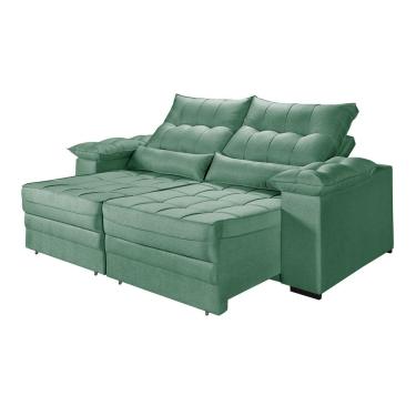 Imagem de Sofá Retrátil e Reclinavel Cancun 3 Lugares em Linho Braços Almofadados