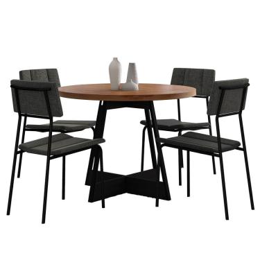 Imagem de Conjunto Sala de Jantar Guatemala 4 Cadeiras Carraro Grafite/Preto/Nogal