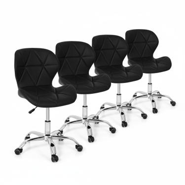 Imagem de Conjunto 4 Cadeiras Office Eiffel Slim Giratória Ajustável Preta