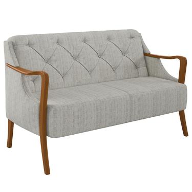 Imagem de Poltrona Namoradeira Decorativa 2 Lugares Braços em Madeira Hand Linho Cru - Gran Belo