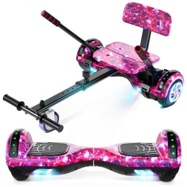 Imagem de Hoverboard com Assento para Crianças e Adultos, Autoequilíbrio 6,5 e 8,5 polegadas, Bluetooth com Luzes LED Coloridas e Kart Estrelar Roxo