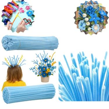 Imagem de Hastes de chenille flexível 30cm cabelo maluco limpador de cachimbo para artesanatos enfeites varias cores 100unidades
