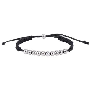 Imagem de Pulseira Contadora Pontuações Golfe, Aço Inoxidável 10 Contas Contadora Tacadas Redimensionável Pulseira Acessórios Presentes para Mulheres Homens (Preta)