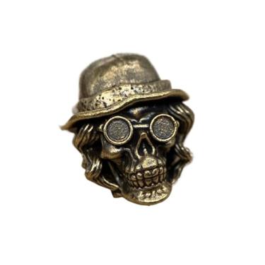 Imagem de Óculos de latão feitos à mão com pingente de contas de cabeça de caveira de tio monstro, suprimentos personalizados de fabricação de joias para entusiastas de bricolage, acessórios de berloque de