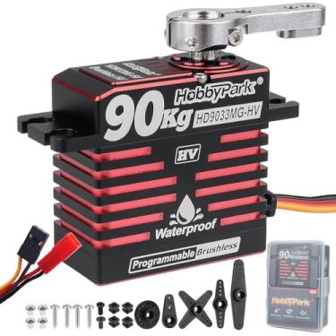 Imagem de HobbyPark Direct Powered Waterproof High Torque RC Steering Servo 90kg High Speed Standard Servo Brushless Motor HV 8.4-16.8V All Metal Gears 180° Programmable for RC Crawlers Trucks Cars Buggy