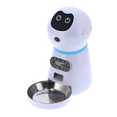 Imagem de Acouto Comedouro Automático para Animais de Estimação Em Formato de robô para Cães e Gatos Com Gravação, Alimentação Dupla e Design Fácil