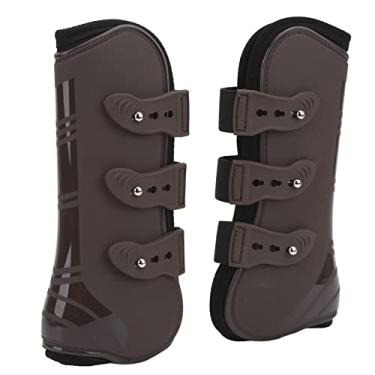 Imagem de AYNEFY Botas de Tala de Cavalo de 2 Unidades, Suporte Frontal de Pu e Neoprene Com Alças Ajustáveis ​​para Pular e Correr (Um par de patas dianteiras marrons XL)