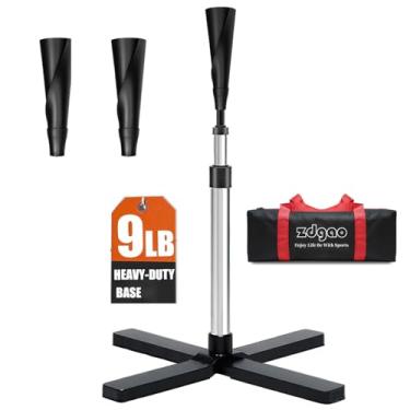 Imagem de LOMGWAYS Camiseta de rebatedor de beisebol/softball, ajustável de 63,5 a 119 cm, camiseta de beisebol portátil premium com 2 blusas de borracha ultraflexíveis e base pesada para adolescentes/adultos