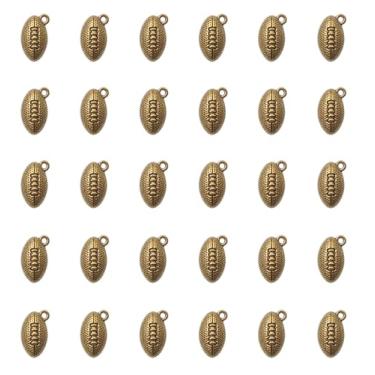 Imagem de Ruwado 50 peças de pingentes de rúgbi de metal 1,8 x 1 x 0,4 cm, suprimentos esportivos fofos para fazer joias faça você mesmo, colar, pulseiras, porta-chaves, decoração de árvores de Natal de Ação de