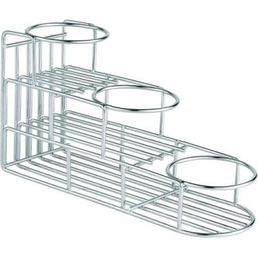 Imagem de Rattleware Suporte para garrafa de aço inoxidável de 3 camadas – Economiza espaço, pode ser lavado na lava-louças, organizador para casa, cozinha e escritório (prata - 30 cm x 10 cm x 15 cm) - pacote