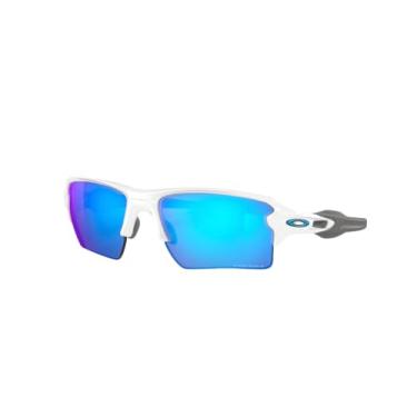 Imagem de Oakley Óculos de sol retangulares Flak 2.0 XL OO9188 | Pacote com kit de limpeza e bolsa de microfibra branca, Branco polido / safira Prizm