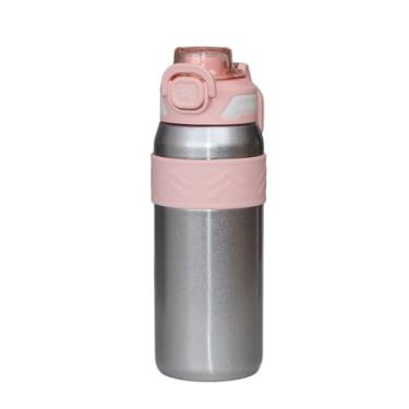 Imagem de Garrafa Térmica Inox 600ml Com Canudo Isolamento a Vácuo para Academia Escritório e Viagens (Rosa)