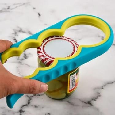 Imagem de 1 abridor de latas multiuso 4 em 1 com aderência antiderrapante - perfeito para garrafas de cerveja e uso doméstico na cozinha