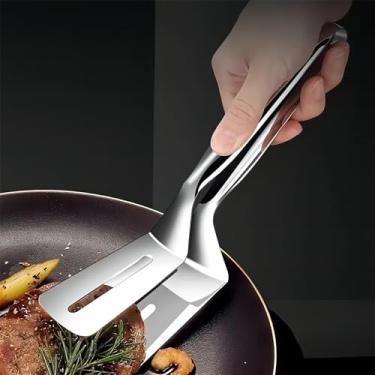Imagem de 1 pinça de servir, pinças de aço inoxidável, espátula de bife, utensílios de cozinha, restaurante, cozinha