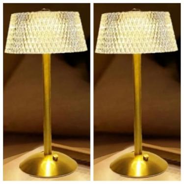 Imagem de Luminária de Mesa LED de Cristal com Toque | Abajur Recarregável Sem Fio 3 Cores Dimerizável para Quarto e Decoração Moderna (KIT 2*Modelo-C)