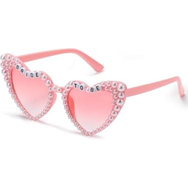 Imagem de Óculos de sol de coração, presentes de noiva para despedida de solteira, óculos de sol fofos para mulheres, despedida de solteira (rosa)